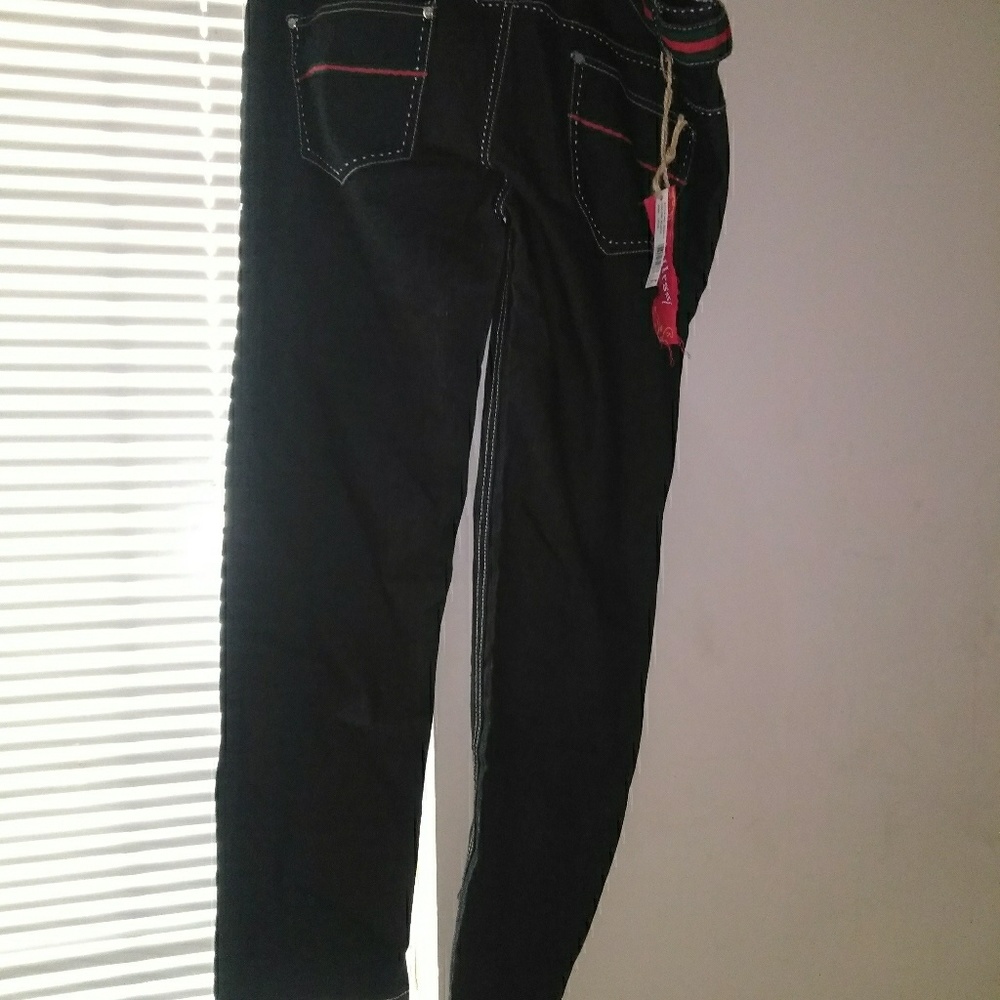 A dark blue denim pant and shirt